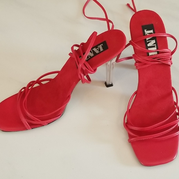 JANTE Shoes - JANTE lace up strapy sandals w clear heel